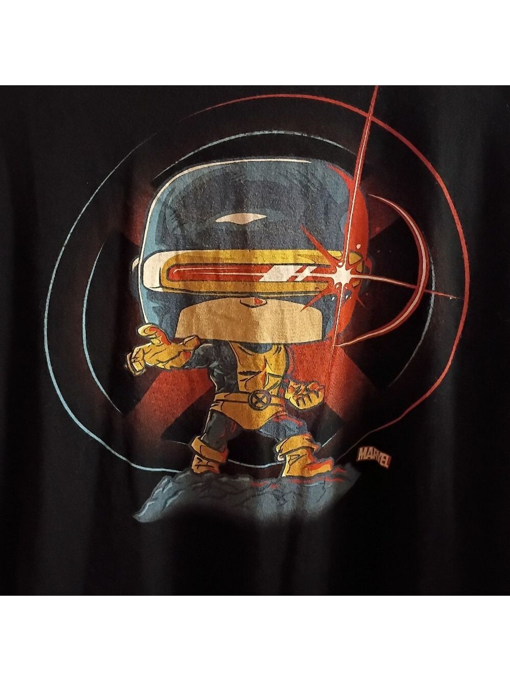 2/$10 Marvel Cyclops Chibi Funko Tee- Black with Red and Yellow Accents Large - Picture 2 of 6
